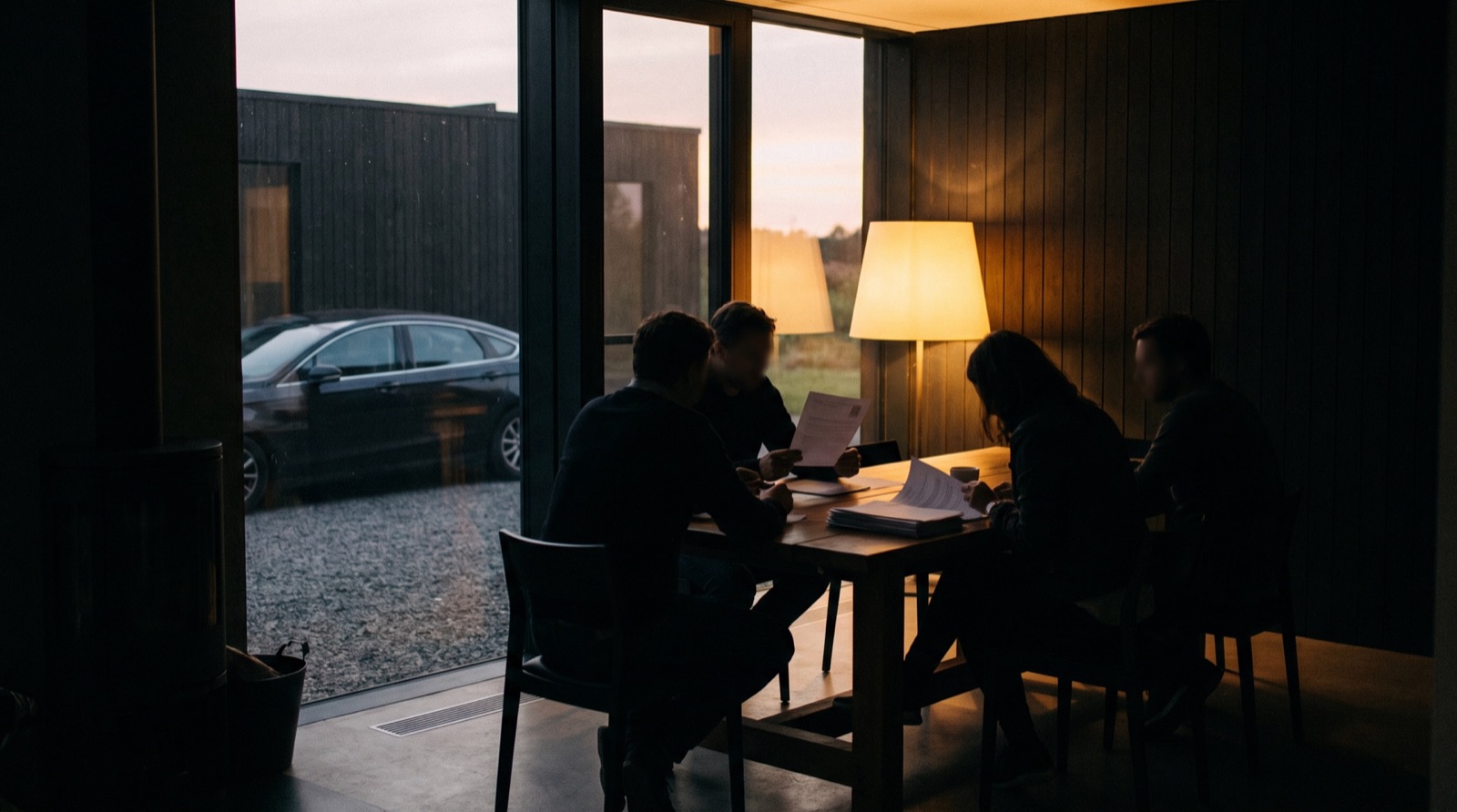 A family being quoted at their dining table